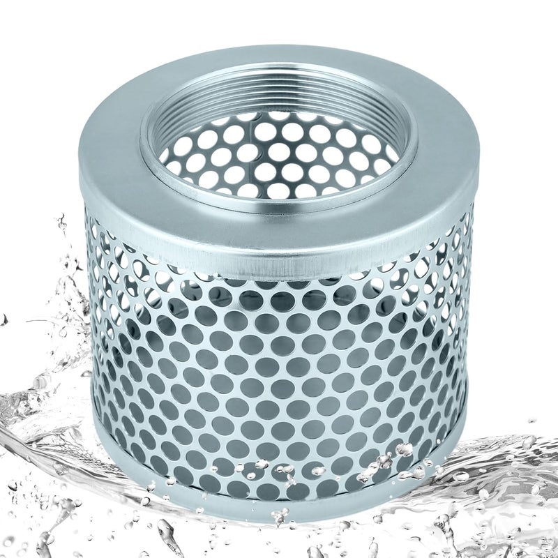 Tujoe 4 Inch Round Hole Suction Strainer Filter Carbon Steel Plated Npt Thread Hose Water Pump Inlet Strainer for Remove Debris Trash Reduces Solids Entering - Image 1